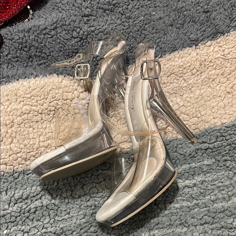 Silver High Heels with Stiletto Design and Ankle Strap